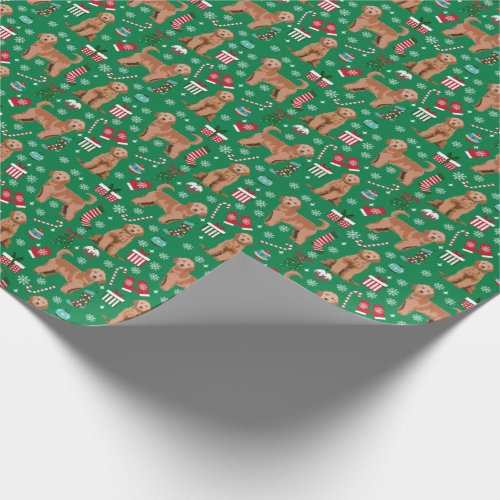 Apricot Golden Doodle dog christmas Wrapping Paper