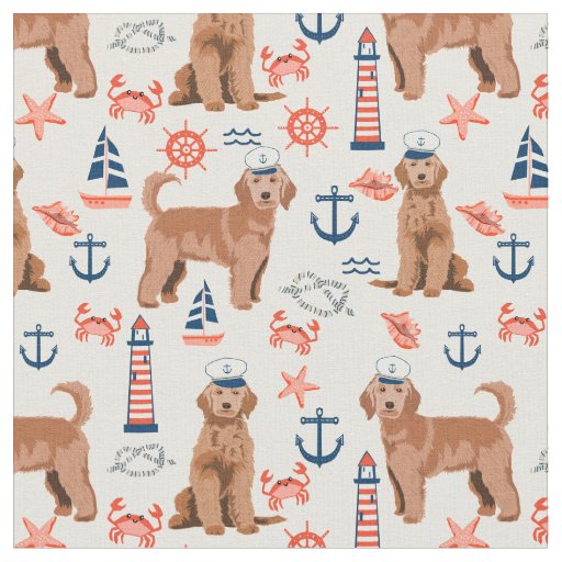 Apricot Golden Doodle nautical Fabric