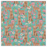 Apricot Golden Doodle vintage florals turquoise Fabric