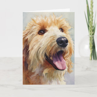 Apricot golden doodle watercolor card