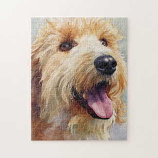 Apricot golden doodle watercolor jigsaw puzzle