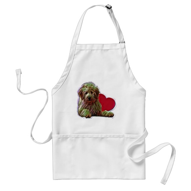 Apricot Goldendoodle Heart Adult Apron (Front)
