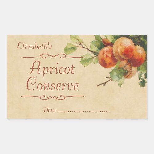 Apricot jam or canning rectangular sticker