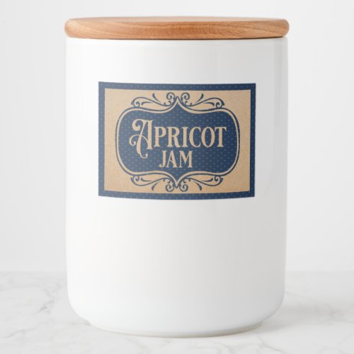 Apricot Jam Vintage Blue Dot Pattern Food Label