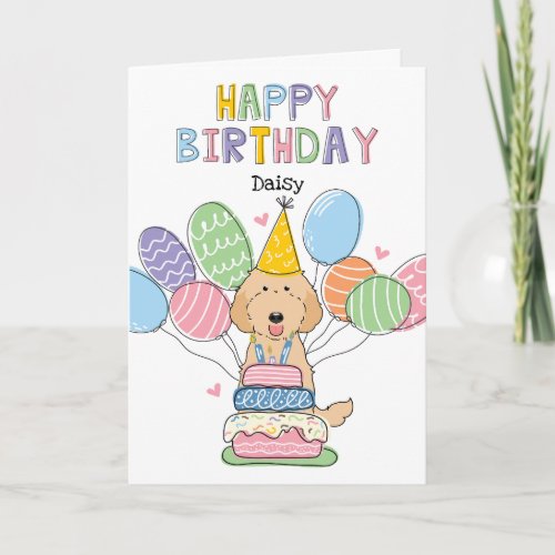 Apricot Labradoodle Dog Happy Birthday Card