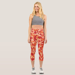 Apricot Lava Camouflage Capri Leggings