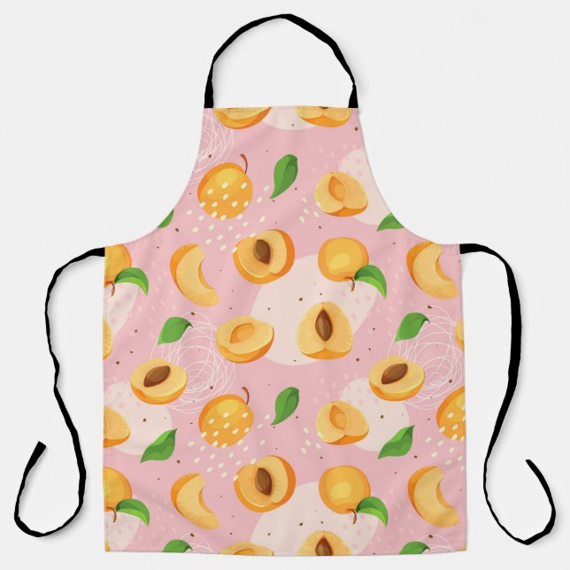 Apricot, leaves, seamless vintage texture. apron (Front)