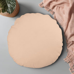 Apricot Light Peach Minimalist Solid Color Round Pillow