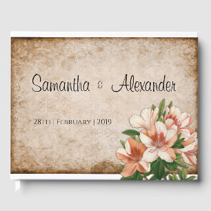 Apricot Lilies Vintage Wedding Guest Book