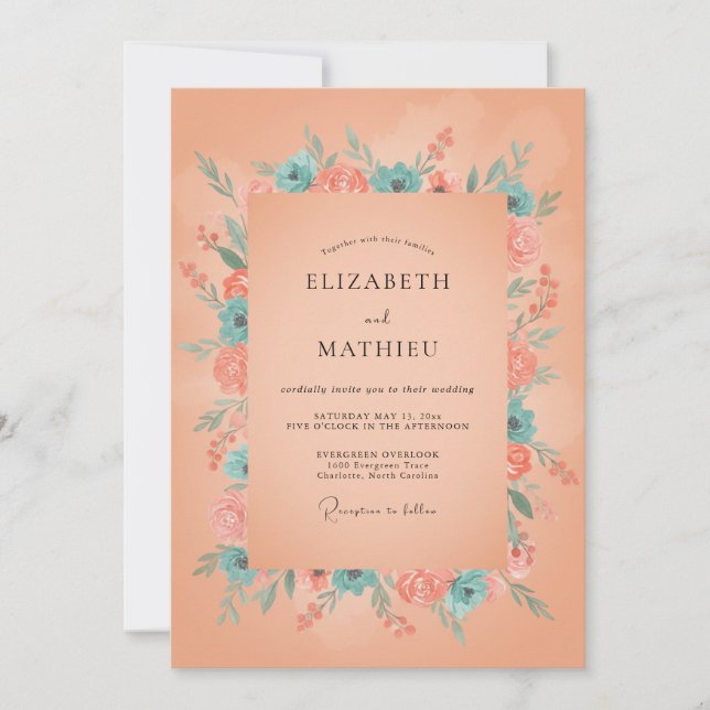 Apricot Luminous Summer Wedding Invitation (Front)
