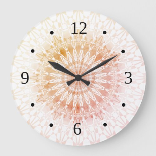 Apricot  Mandala Geometric Large Clock