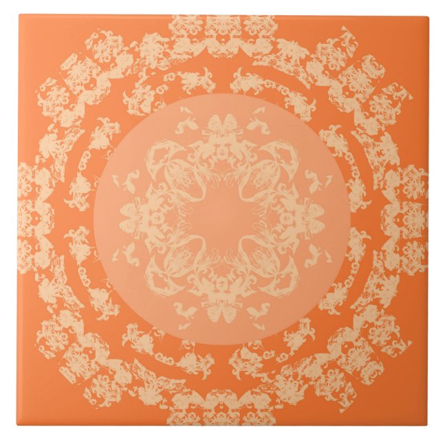 Apricot Medallion Ceramic Tile (Front)