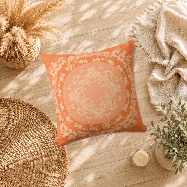 Apricot Medallion Throw Pillow (Creator Uploaded)