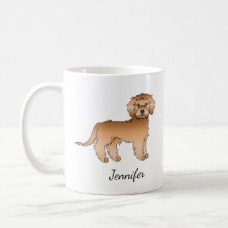 Apricot Mini Goldendoodle Cartoon Dog &amp; Name Coffee Mug