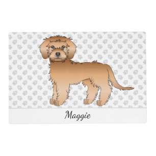 Apricot Mini Goldendoodle Cartoon Dog & Name Placemat