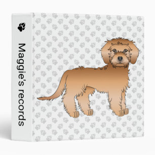 Apricot Mini Goldendoodle Cartoon Dog & Text 3 Ring Binder