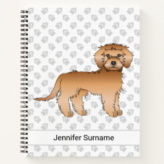Apricot Mini Goldendoodle Cartoon Dog &amp; Text Notebook
