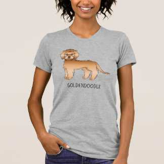 Apricot Mini Goldendoodle Cartoon Dog &amp; Text T-Shirt