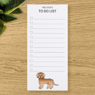 Apricot Mini Goldendoodle Cartoon Dog To Do List Magnetic Notepad