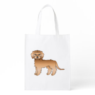 Apricot Mini Goldendoodle Cute Cartoon Dog Grocery Bag