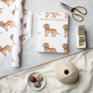 Apricot Mini Goldendoodle Cute Cartoon Dog Pattern Wrapping Paper