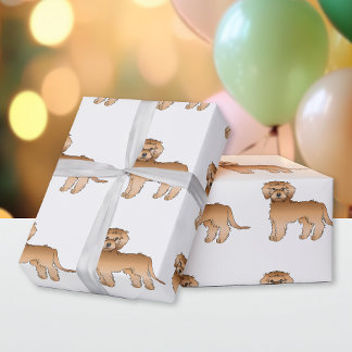 Apricot Mini Goldendoodle Cute Cartoon Dog Pattern Wrapping Paper