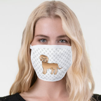 Apricot Mini Goldendoodle Cute Cartoon Dog &amp; Paws Face Mask