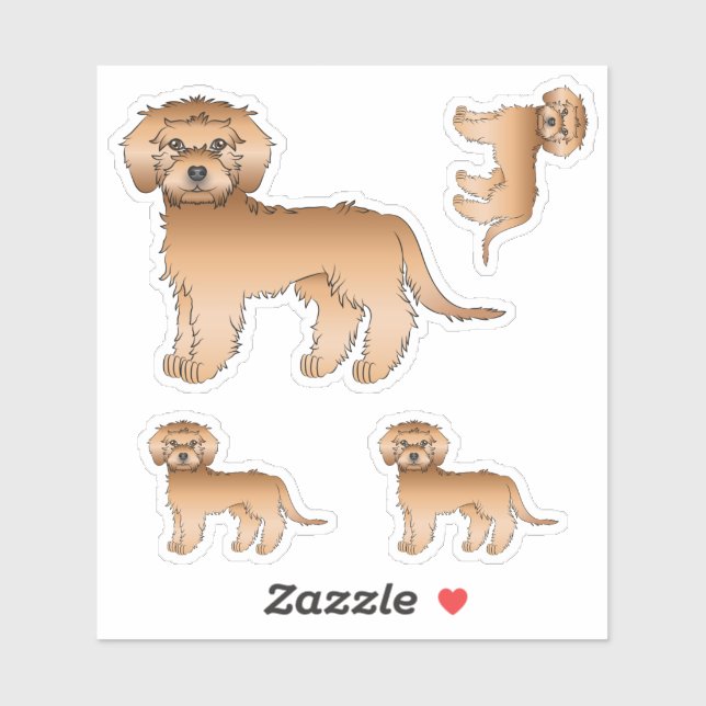 Apricot Mini Goldendoodle Cute Cartoon Dog Sticker (Sheet)