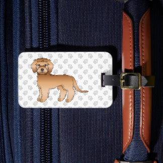 Apricot Mini Goldendoodle Cute Cartoon Dog &amp; Text Luggage Tag