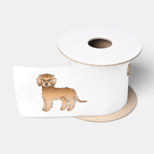 Apricot Mini Goldendoodle Cute Cartoon Dogs Satin Ribbon