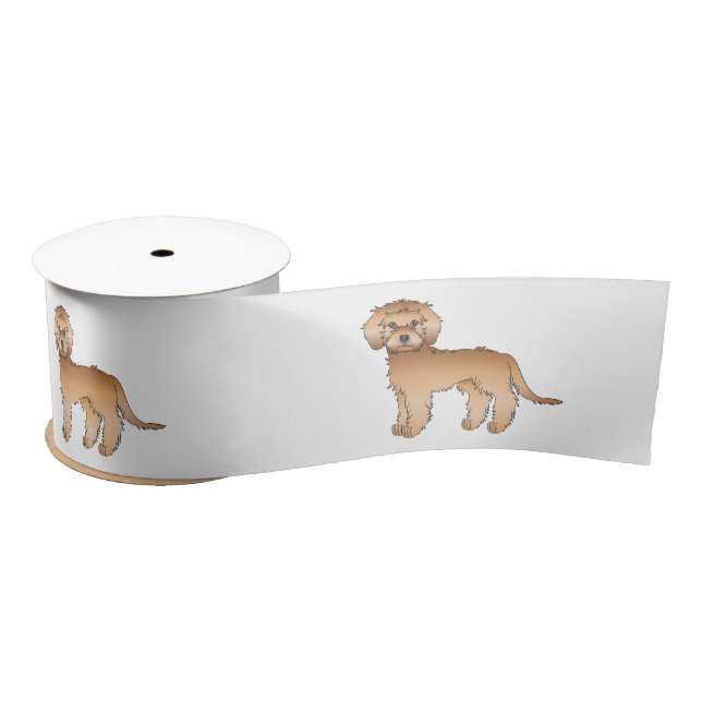 Apricot Mini Goldendoodle Cute Cartoon Dogs Satin Ribbon (Spool)