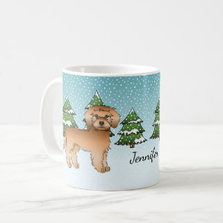 Apricot Mini Goldendoodle Dog In A Winter Forest Coffee Mug