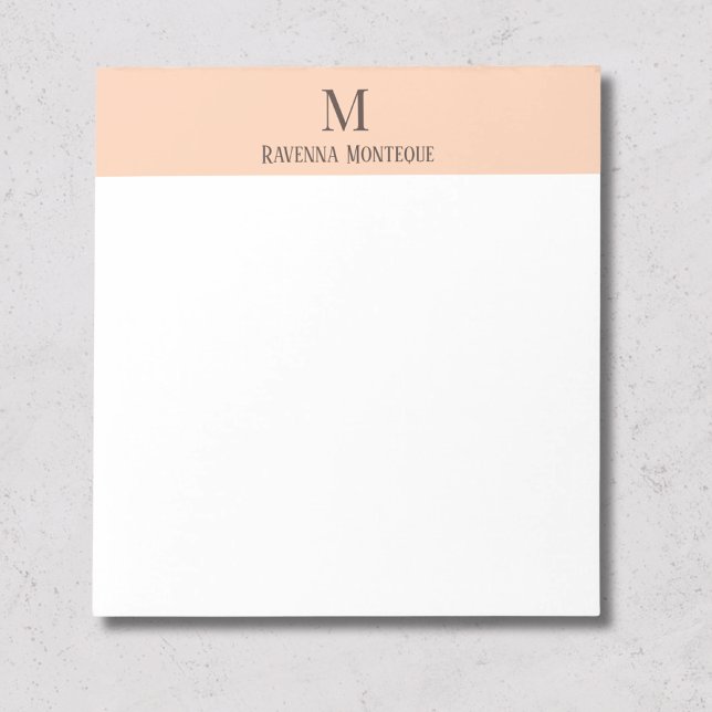 Apricot Minimal Personalized Name Letter Monogram Notepad (Creator Uploaded)