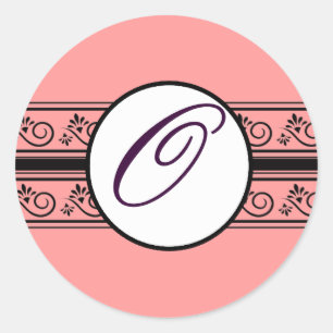 Apricot Monogram Wedding Borders Any Color Classic Round Sticker