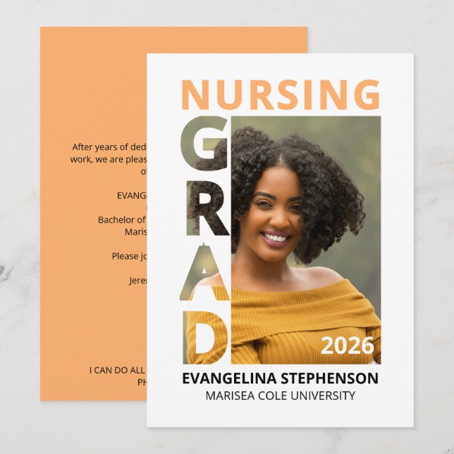 Apricot Nursing Graduate 2026 Announcement (Front/Back)