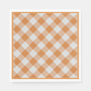 Apricot Orange Country Cottage Gingham Stripes Napkins