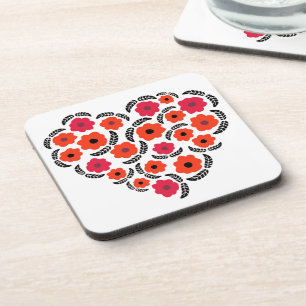 Apricot Orange Flower Heart Beverage Coaster