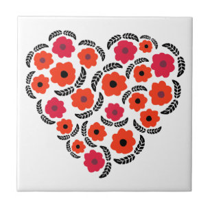Apricot Orange Flower Heart Ceramic Tile