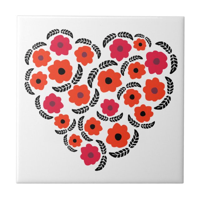 Apricot Orange Flower Heart Ceramic Tile (Front)