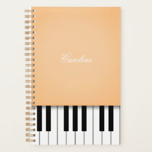 Apricot Orange Piano Keyboard Personalized Music Planner
