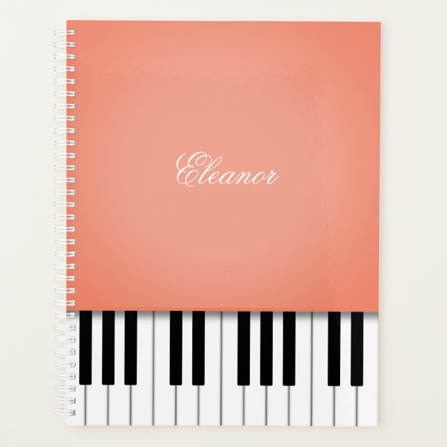 Apricot Orange Piano Music Keyboard Customized Planner (Front)