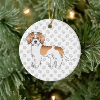 Apricot Parti-color Mini Goldendoodle Dog Ceramic Ornament