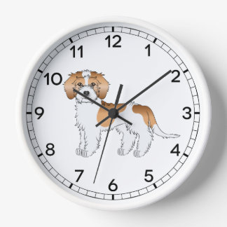 Apricot Parti-color Mini Goldendoodle Dog Clock
