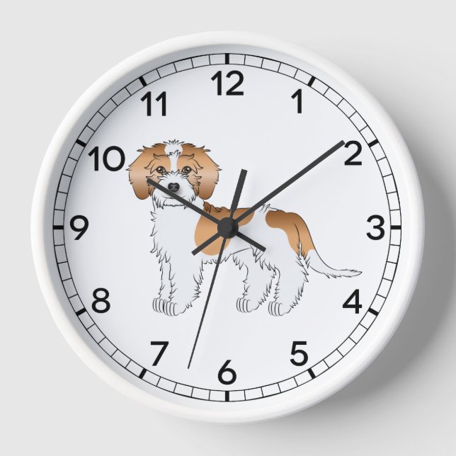Apricot Parti-color Mini Goldendoodle Dog Clock (Front)