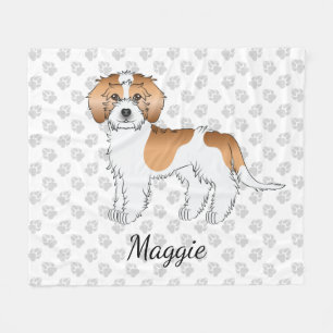 Apricot Parti-color Mini Goldendoodle Dog & Name Fleece Blanket