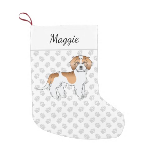 Apricot Parti_color Mini Goldendoodle Dog  Name Small Christmas Stocking