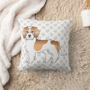 Apricot Parti-color Mini Goldendoodle Dog & Paws Throw Pillow