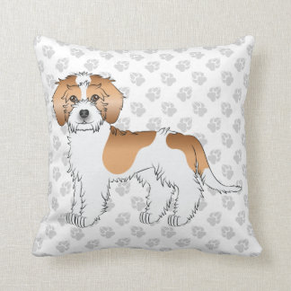 Apricot Parti-color Mini Goldendoodle Dog &amp; Paws Throw Pillow