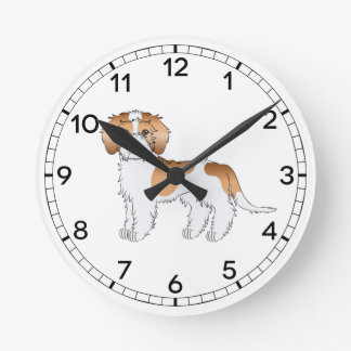 Apricot Parti-color Mini Goldendoodle Dog Round Clock