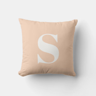 Apricot Peach Initial Monogrammed Outdoor Pillow